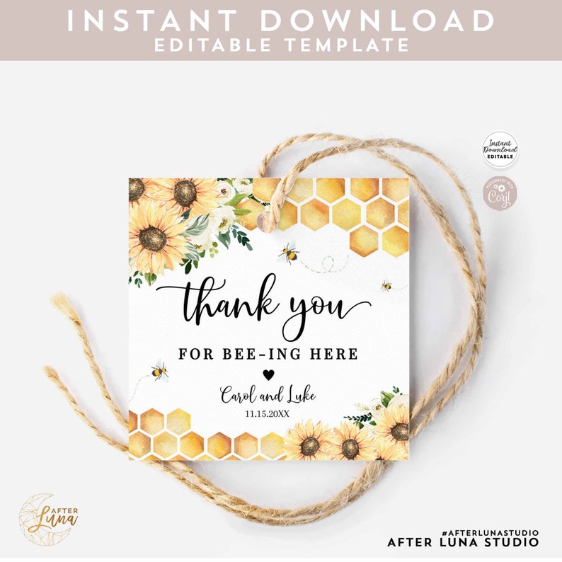 Sunflower Bee Baby Shower Favors Favor Tags Sprinkle Bee Bridal Shower Water Bottle Label Sweet As Can Bee Baby Shower Sprinkle Labels Games Game Decors Decor Decoration Signs Printable