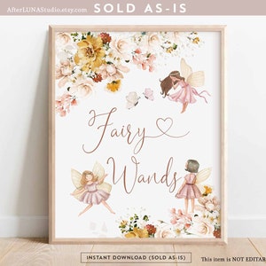 Blush Fairy Birthday Decoration Decor Fairy Wands Table Decor Sign Fairy Birthday Decoration Printable Instant Download 858K1