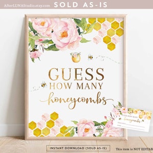 Blush Pink Gold Bee Baby Shower Game Guess How Many Honeycombs Game Sweet As Can Bee Shower Games Printable Instant Download 1574V2