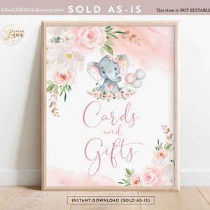 Elefante rosa blush cartões e presentes sinal pequena menina amendoim elefante decoração de chá de bebê decorações sinal digital download instantâneo 288V1