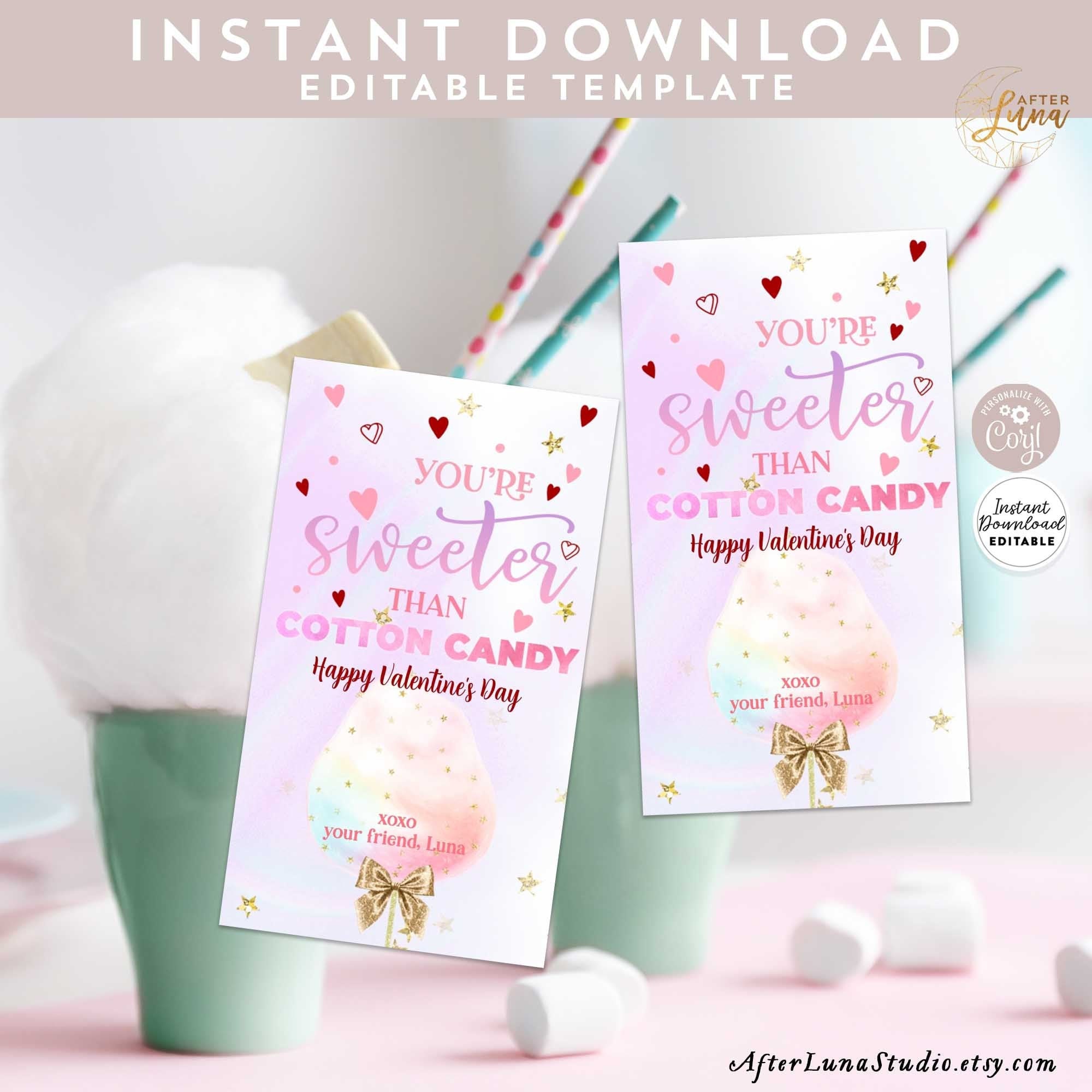 EDITABLE Valentine Cotton Candy Tags Valentine's Day Treat Favors You Are Sweet Valentine Gift Tag Printable Instant Download 137 (9) - Etsy editable-valentine-cotton-candy-tags-valentine-s-day-treat-favors-you-are-sweet-valentine-gift-tag-printable-instant-download-137-9-etsy