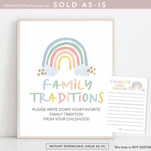 Sexe Neutre Pastel Rainbow Baby Shower Jeu Famille Tradition Signe et jeu de cartes Rainbow Shower Jeux imprimables Téléchargement instantané 213V1