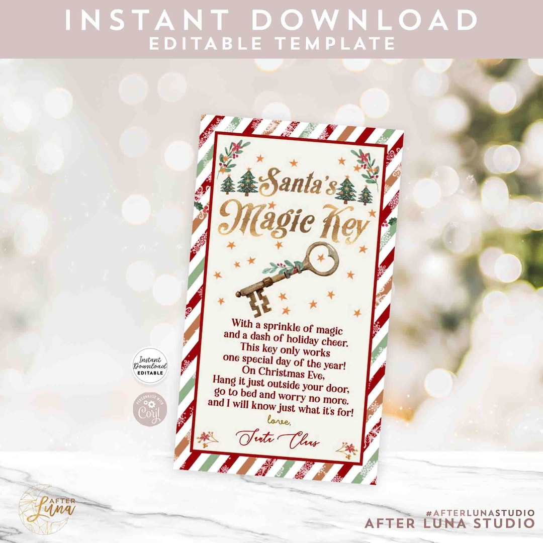 EDITABLE Santa's Magical Key Magic Key Tag Christmas Eve Box No Chimney