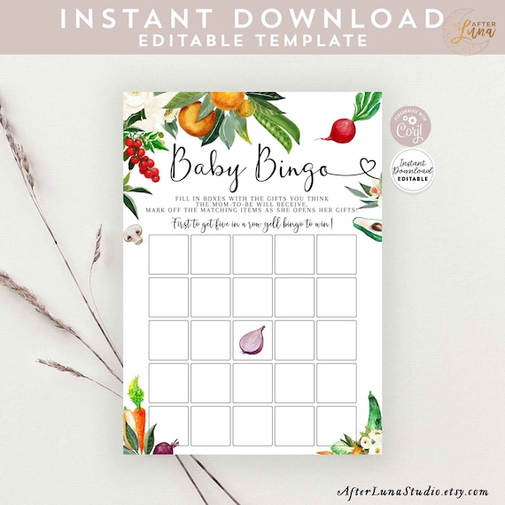 EDITABLE Locally Grown Farm Farmers Market Bingo Game Card | Etsy