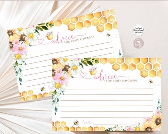 Editable Pink Daisy Sunflower Bee Personalized Baby Bridal Shower Advice for Mommy to Bee Parents to Bee Printable Instant Download 800V1