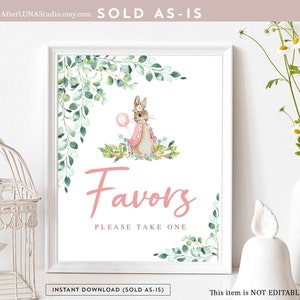 Girl Flopsy Pink Peter Rabbit Favor Favors Sign Rabbit Sign Peter Rabbit Baby Shower Decoration Decor Printable Instant Download 1455K2