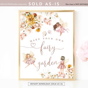 Blush Fairy Birthday Activity Make Your Own Fairy Garden Sign Fairy Birthday Decoration Printable Instant Download 858K1