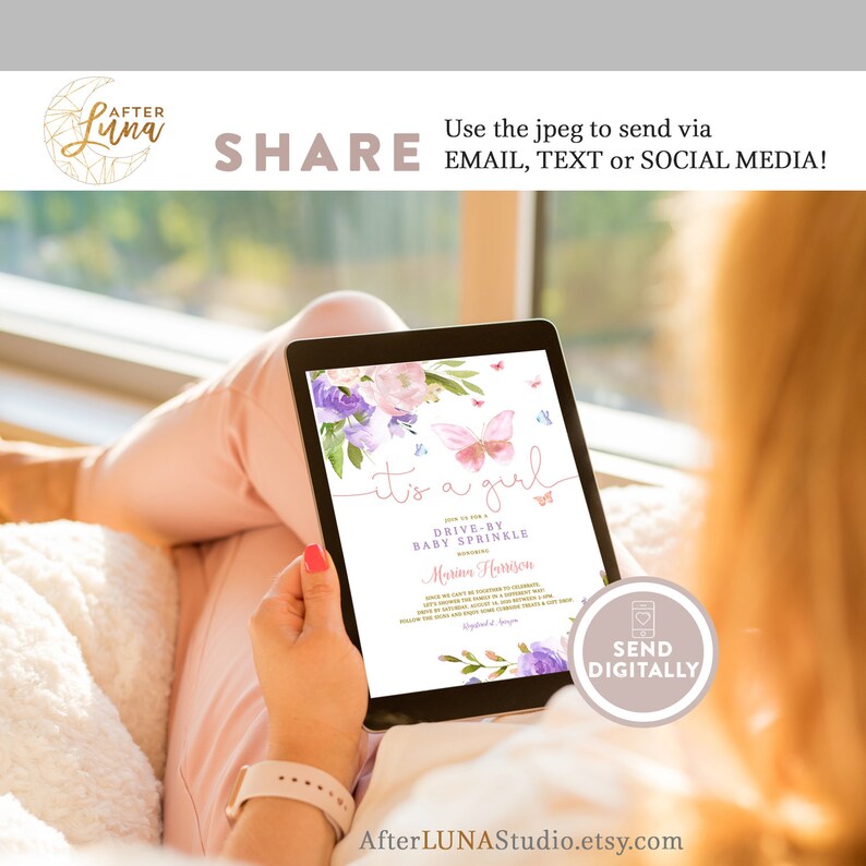 Editable Butterfly Drive by Baby Shower Invitation Bundle Book Etsy