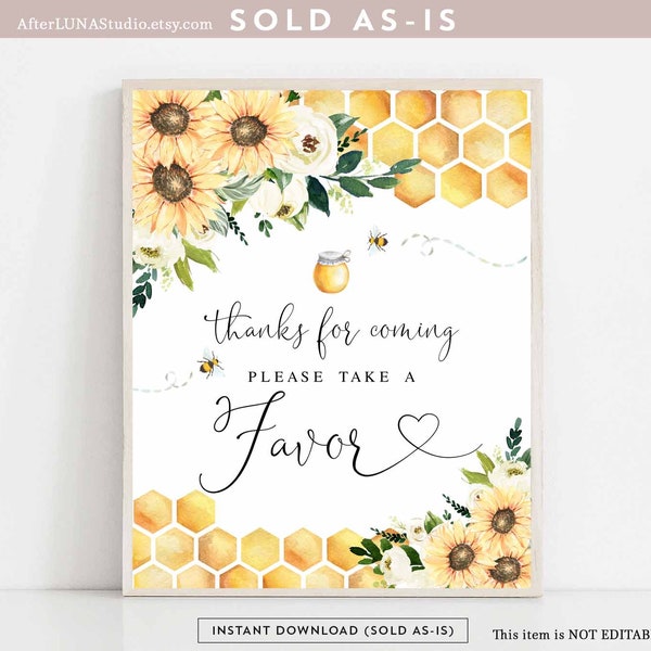 Sunflower Bee Parents to Bee Baby Shower Gender Neutral Thanks For Coming Favors Sign Decor Signs Digital Printable Instant Download 846V1