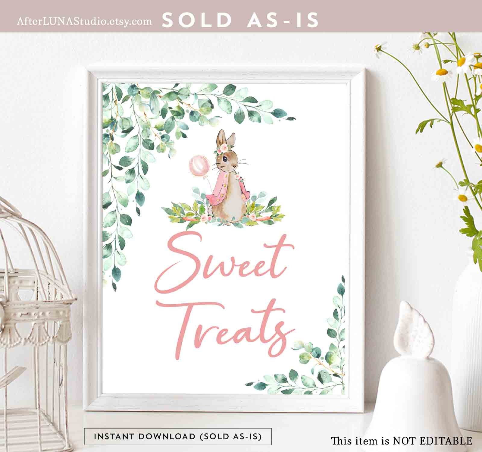 Girl Flopsy Pink Peter Rabbit Sweet Treats Sign Rabbit Sign Peter Rabbit Baby Shower Decoration Decor Printable Instant Download 1455K2