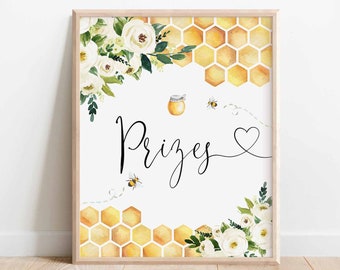 Bride To Bee Prizes Sign: Bee Bridal Couples Shower Decor (Digital Printable) 845BR1