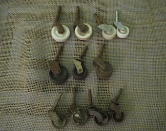 Lot of 11  - Assorted Wheel Casters - Various sizes -  Reclaimed  (KB106)
