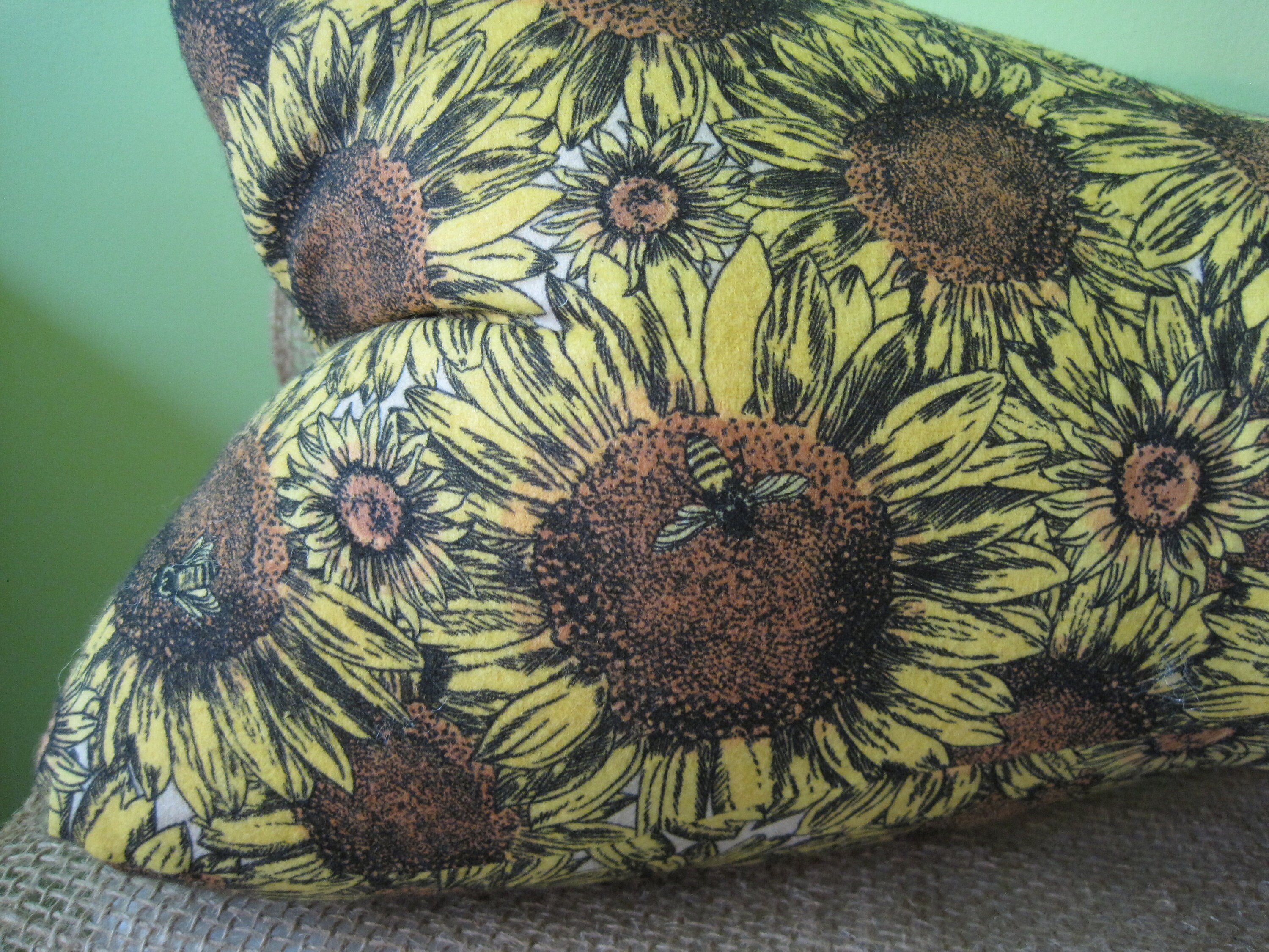 Sunflowers and Bees Themed Bone Neck Pillow Flannel Fabric | Etsy