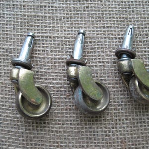 Vintage Steel Swivel Stem Wheel Casters - Set of 3 - Reclaimed - (KB173)