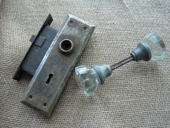Glass Knobs With Backplates And Lock Mechanism Sold As Is Etsy