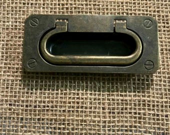 VTG Keeler Brass Co. Antique Bronze Campaign Recessed Handles (3 3/4" Centers) (KB287)