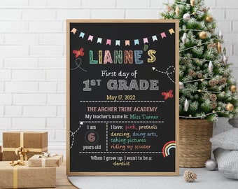 First day of first grade sign, First day of preschool sign, School Chalkboard poster, 1st day Back to School Sign Printable -ANY AGE,GRADE