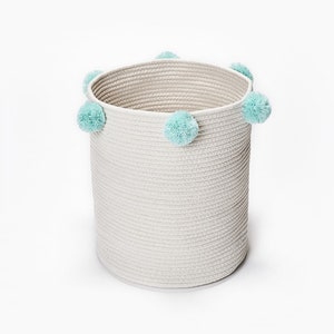 Large Cotton Rope Basket 14''x13'' 37 X 32cm Baby Laundry Basket Woven Blanket Basket Nursery Bin Toy storage basket Kids storage basket White