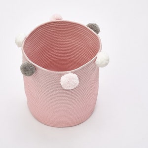 Large Cotton Rope Basket 14''x13'' 37 X 32cm Baby Laundry Basket Woven Blanket Basket Nursery Bin Toy storage basket Kids storage basket Pink