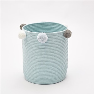 Large Cotton Rope Basket 14''x13'' 37 X 32cm Baby Laundry Basket Woven Blanket Basket Nursery Bin Toy storage basket Kids storage basket Mint