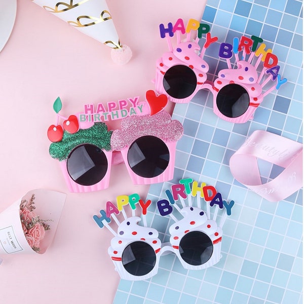 Joyeux anniversaire lunettes de soleil crème douce gâteau lunettes Costume lunettes accessoires drôle nouveauté pour cadeau de fête d'anniversaire