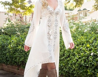 Evelyn - Bohemian Dress, boho dress, Long Sleeve White Dress, Loose Dress, White Maxi Dress, Long White Dress, Bohemian Chic, Womens Dresses