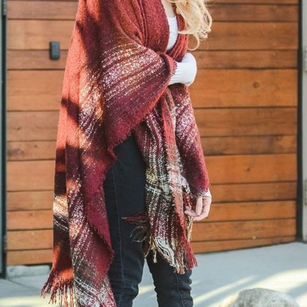 Faulkner - womens poncho, boho chic, womens cape, womens wrap, ruana poncho