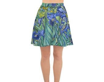 Skater Skirt  Vincent van Gogh  Irises in a Field - Aesthetic Inspired Fashion Vintage Art Print Gift for Art Lover