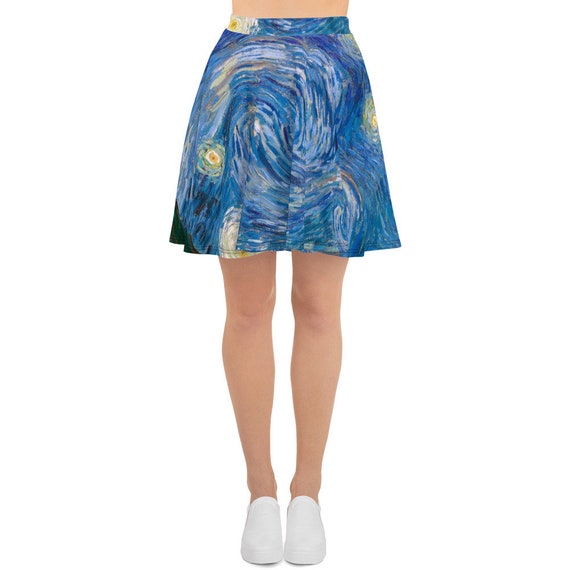 Vincent van Gogh  Starry Night  Skater Skirt - Aesthetic Inspired Fashion Vintage Art Print Gift for Art Lover