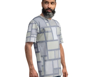 Mondrian Bright Color Composition Men's T-Shirt – Geometric Wearable Art Tee and Gift for Art Lovers