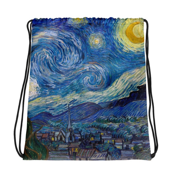 Vincent van Gogh  Starry Night  Drawstring bag - Aesthetic Inspired Fashion Vintage Art Print Gift for Art Lover