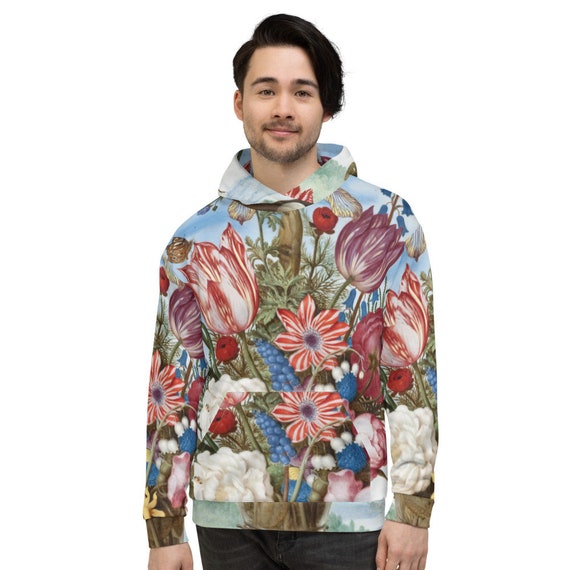 Unisex Hoodie  Ambrosius Bosschaert. Bouquet of Flowers on a Ledge - Aesthetic Inspired Fashion Vintage Art Print Gift for Art Lover