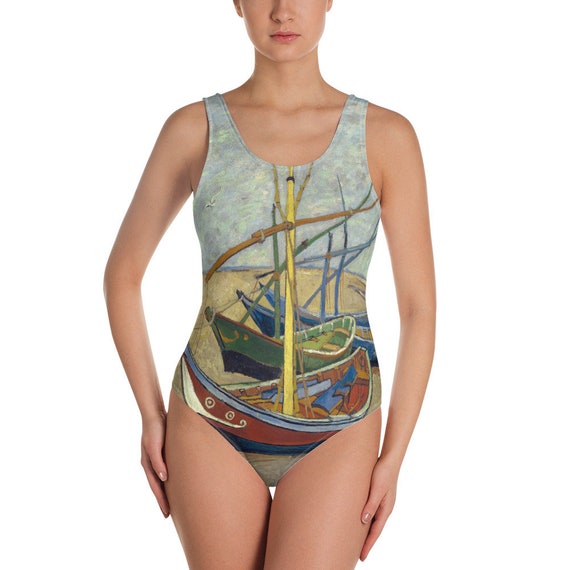 One-Piece Swimsuit. Vincent van Gogh, Fishing Boats on the Beach at Saintes Maries - Fashion Art