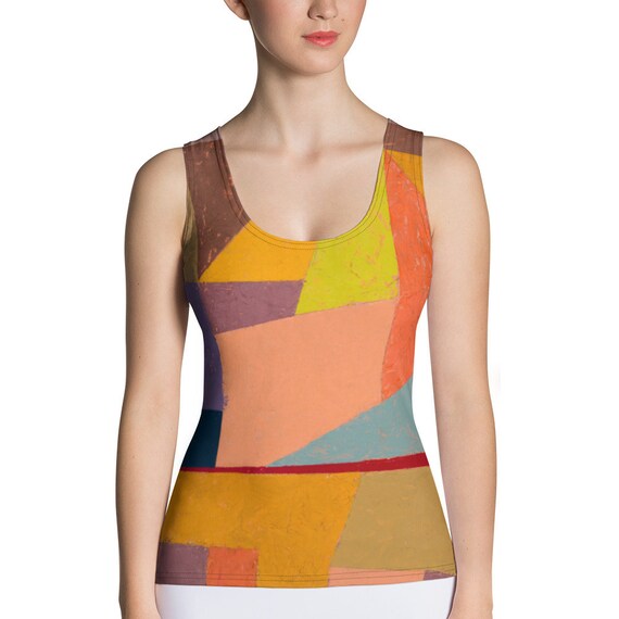 Sublimation Cut & Sew Tank Top  Paul Klee  Joyful Mountain Landscape - Aesthetic Inspired Fashion Vintage Art Print Gift for Art Lover