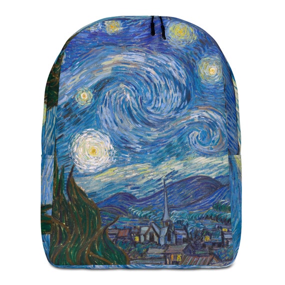 Vincent van Gogh  Starry Night  Minimalist Backpack - Aesthetic Inspired Fashion Vintage Art Print Gift for Art Lover