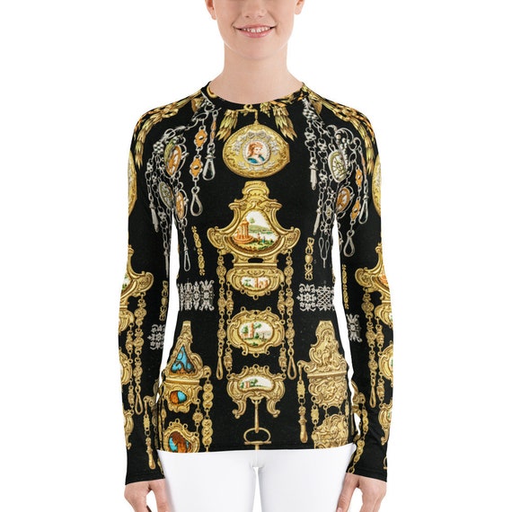 Women's Rash Guard  Albert Racinet  17th and 18th Century pattern from L'ornement Polychrome - Fashion Art