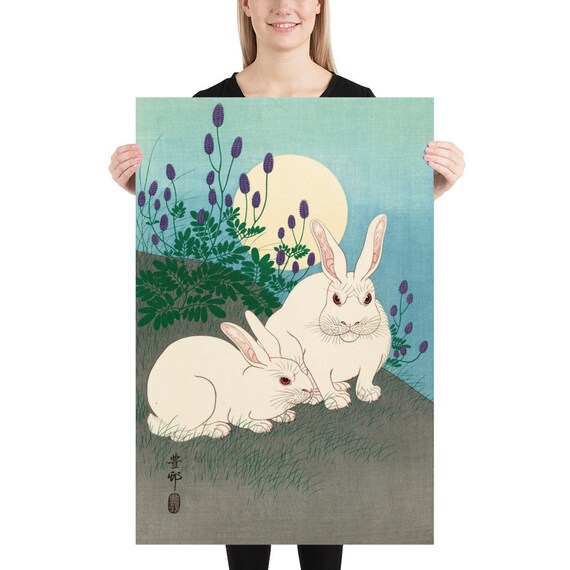 Poster  Ohara Koson  Rabbits in Moonlight - Art and Wall Art