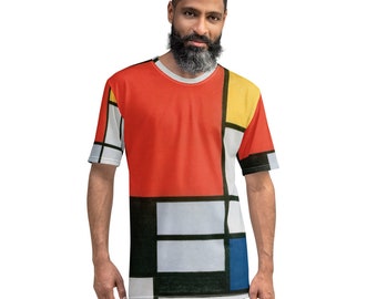 Mondrian Red Yellow Blue Men’s T-Shirt – Geometric De Stijl Wearable Art Tee Gift for Art Lovers