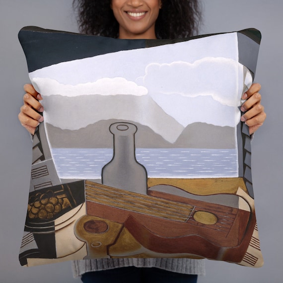 Basic Decorative Pillow  Juan Gris  The Open Window - Aesthetic Inspired Fashion Vintage Art Print Gift for Art Lover