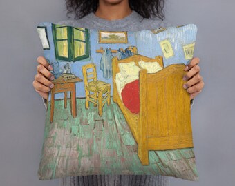Basic Decorative Pillow  Vincent van Gogh  Bedroom in France - Aesthetic Inspired Fashion Vintage Art Print Gift for Art Lover