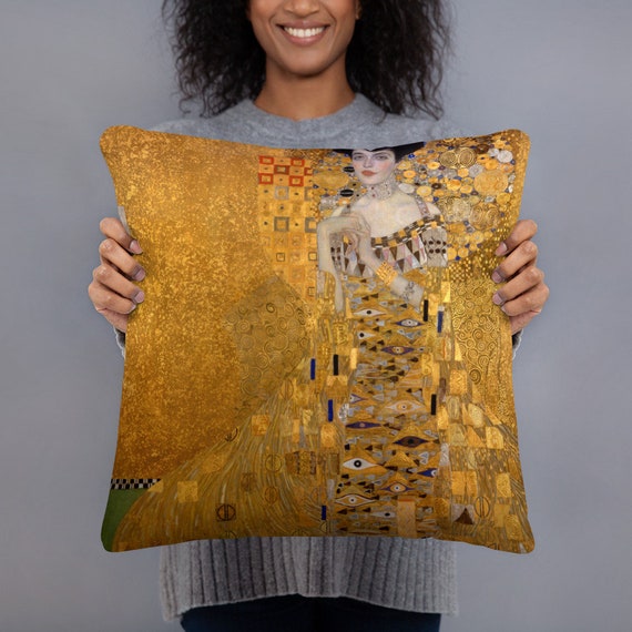 Basic Decorative Pillow  Gustav Klimt  Portrait - Aesthetic Inspired Fashion Vintage Art Print Gift for Art Lover