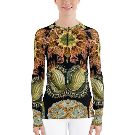 Women's Rash Guard  Ernst Haeckel  Art Form in Nature - Aesthetic Inspired Fashion Vintage Art Print Gift for Art Lover