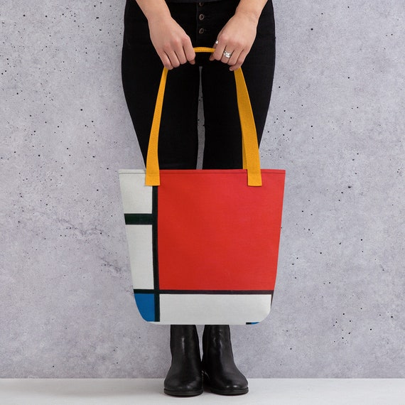 Tote Bag  Mondriaan  Composition in Red, Yellow and Blue - Aesthetic Inspired Fashion Vintage Art Print Gift for Art Lover