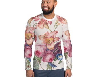 Rash guard Henriëtte Geertruida Knip pour homme, bouquet de fleurs - impression d'art vintage inspirée de la mode, cadeau pour amateur d'art