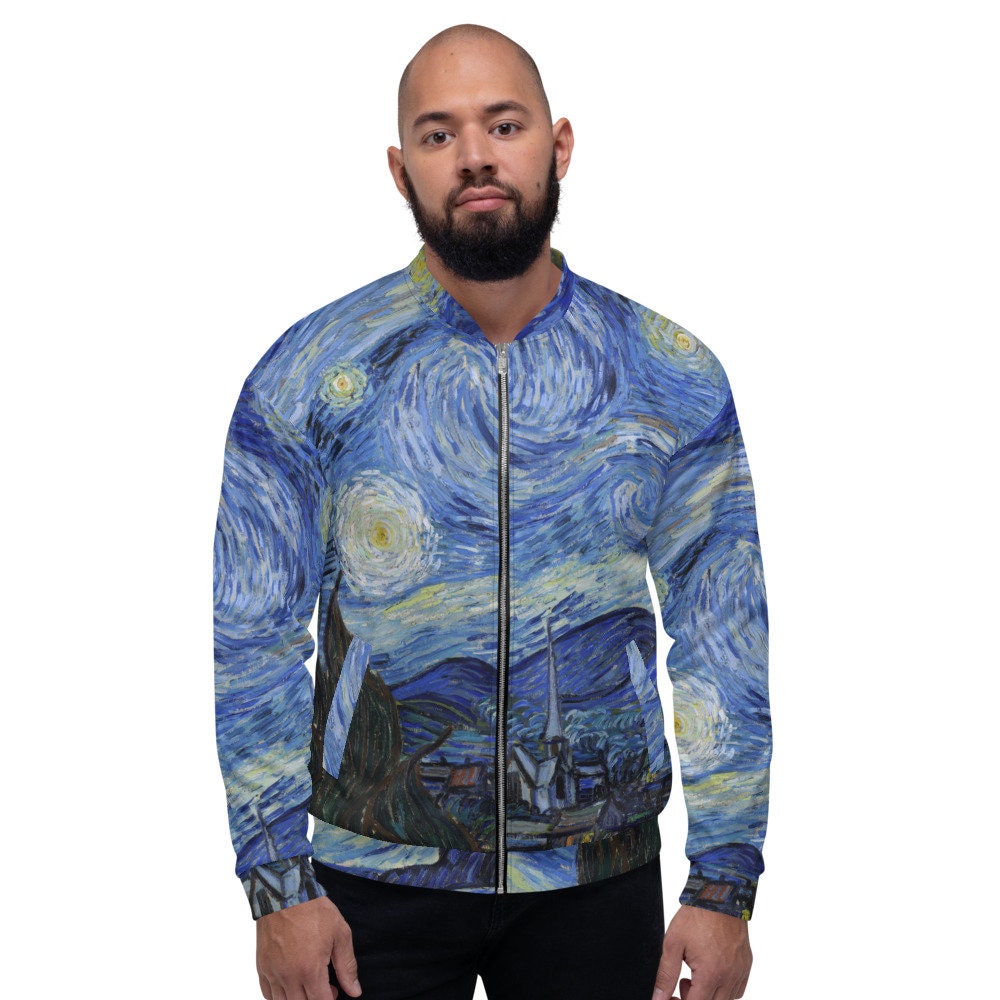 Unisex Bomber Jacket Vincent Van Gogh Starry Night - Aesthetic
