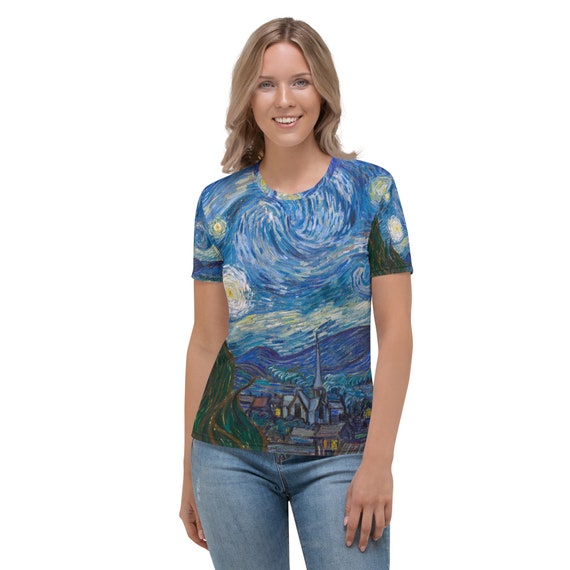 Vincent van Gogh  Starry Night  Women's T-shirt - Aesthetic Inspired Fashion Vintage Art Print Gift for Art Lover