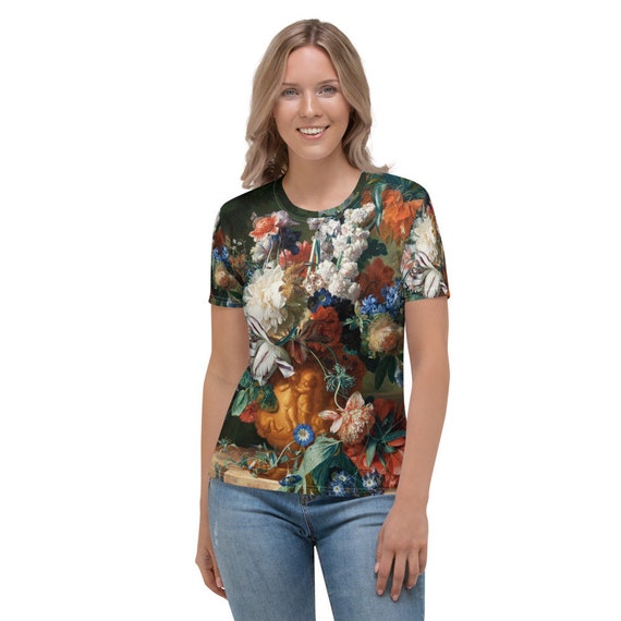 Women's T-shirt  Jan van Huysum  Vase with Flowers - Aesthetic Inspired Fashion Vintage Art Print Gift for Art Lover