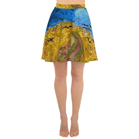 Skater Skirt  Vincent van Gogh. Wheat Field with Crows - Aesthetic Inspired Fashion Vintage Art Print Gift for Art Lover