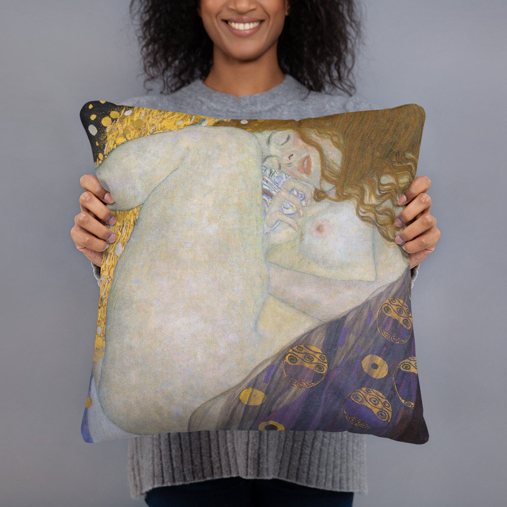 Basic Decorative Pillow  Gustav Klimt  Danae - Aesthetic Inspired Fashion Vintage Art Print Gift for Art Lover