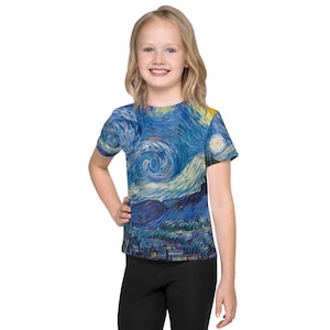 Vincent van Gogh  Starry Night  Kids crew neck t-shirt - Aesthetic Inspired Fashion Vintage Art Print Gift for Art Lover